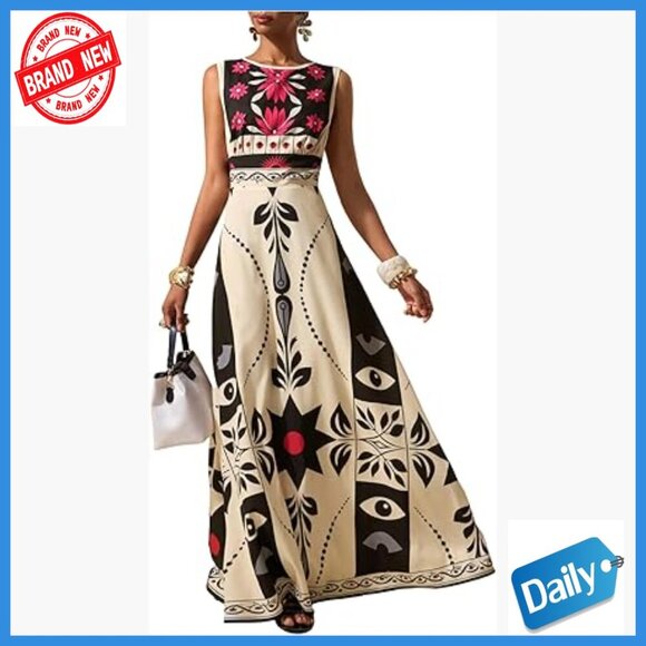 Dresses & Skirts - Sleeveless Maxi Dress Floral Boho Garden Party Sundress Wedding Guest